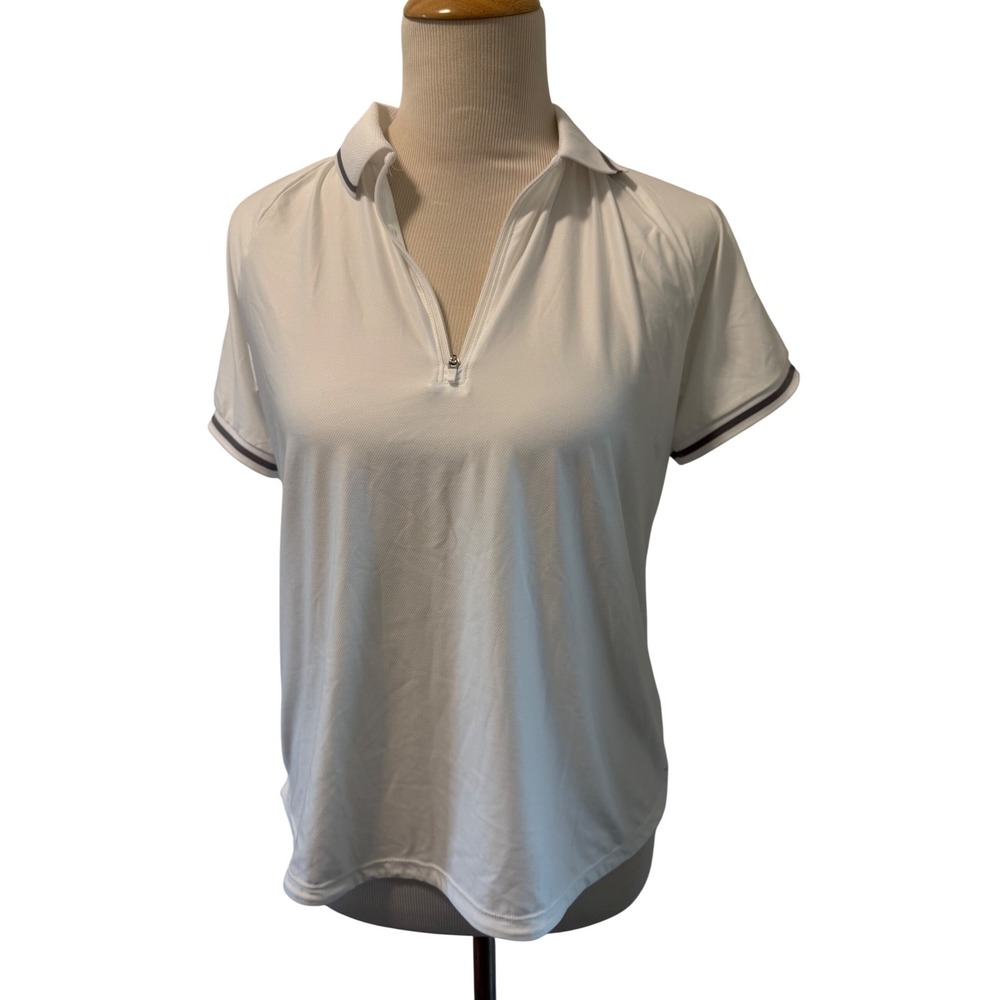 Mondetta Women's White Short‎ Sleeve Athletic Polo Shirt Golf Tennis Top